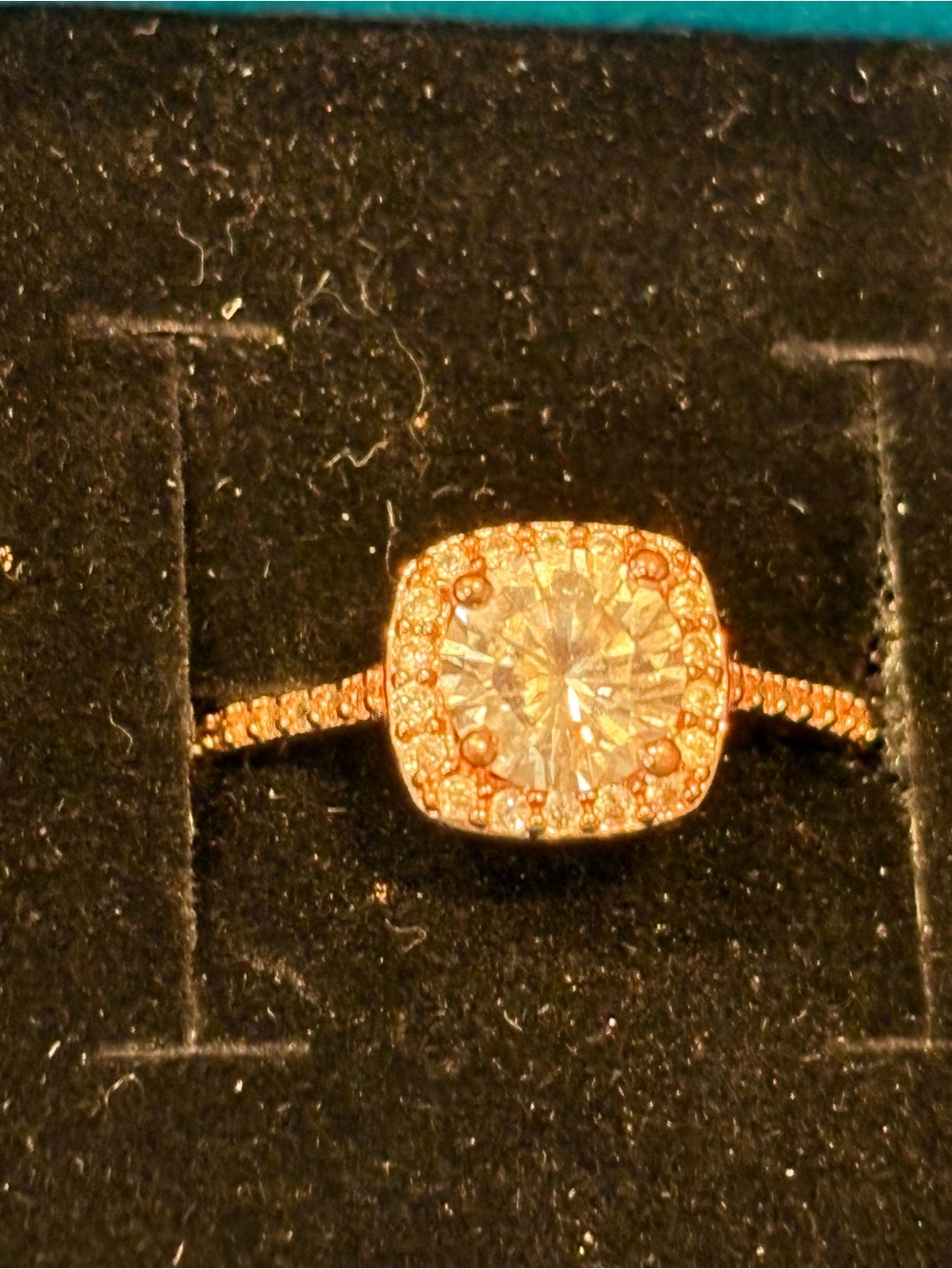 Cushion Halo Engagement Ring in Rose Gold with Round Center Stone